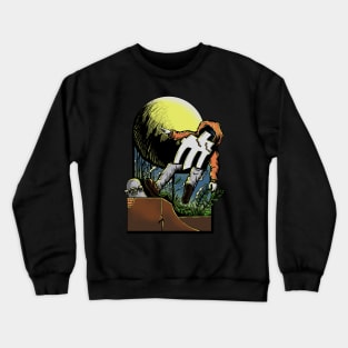 Skeleton Skateboar Moon Crewneck Sweatshirt